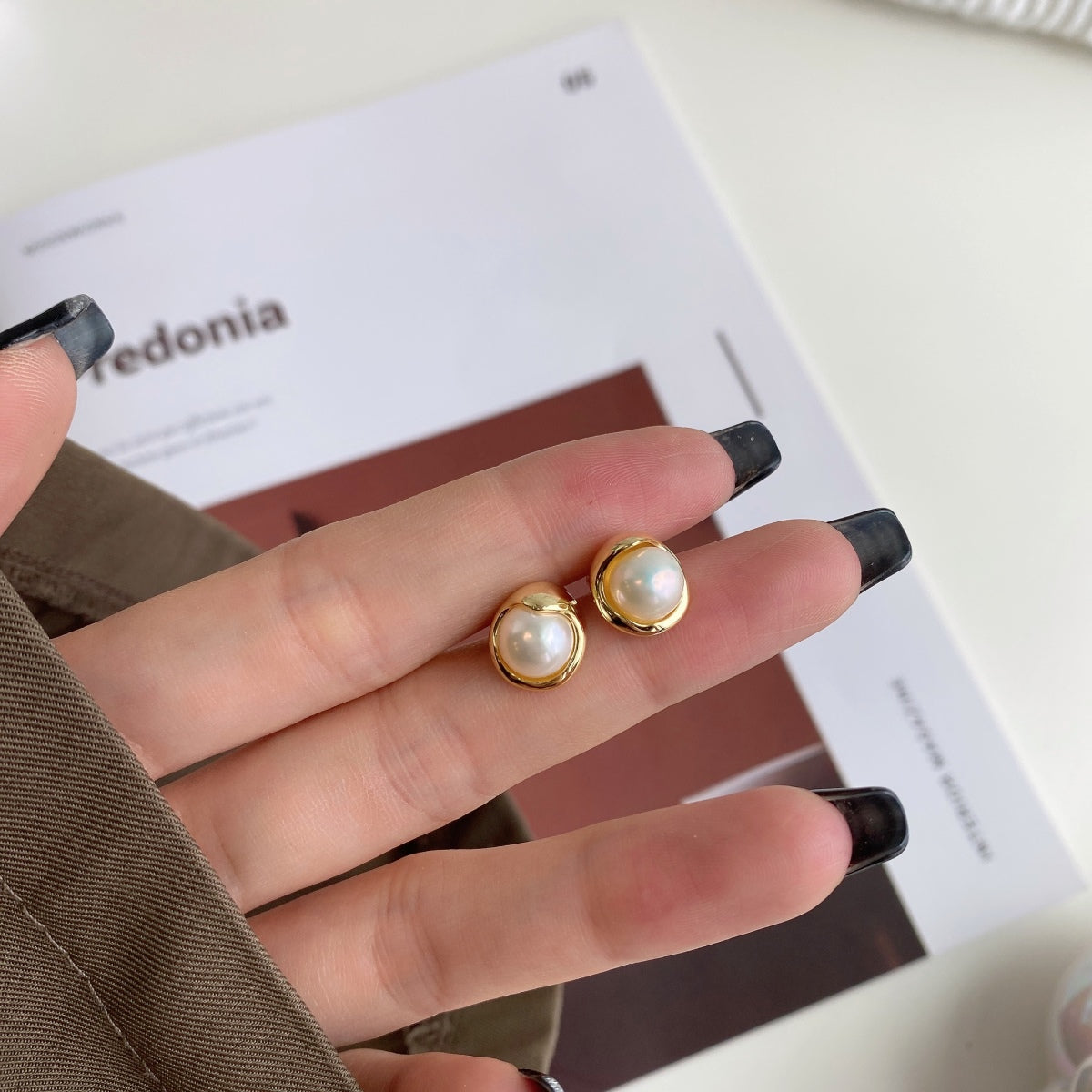 [RAFFINE]Dainty Bread Pearl Earrings