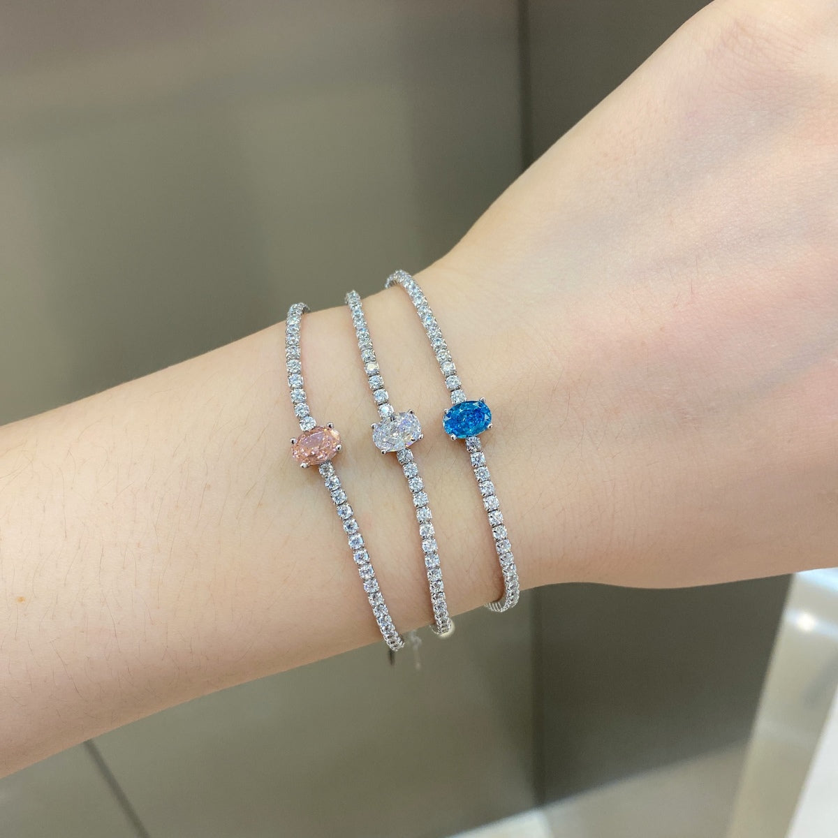 [RAFFINE]0.75 Carat Exquisite Oval Cut Daily Bracelet
