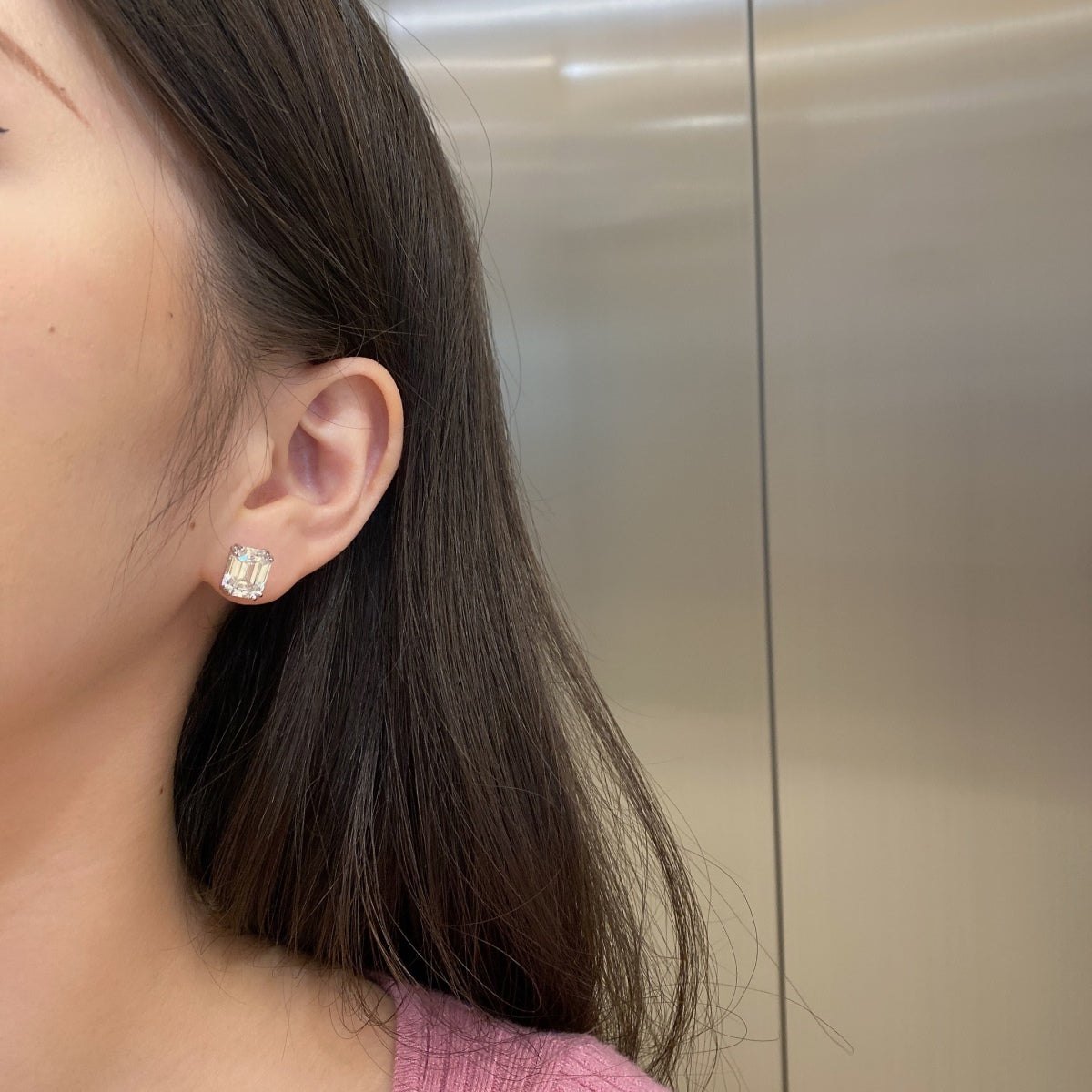 [RAFFINE]Dazzling Square Shape Earrings
