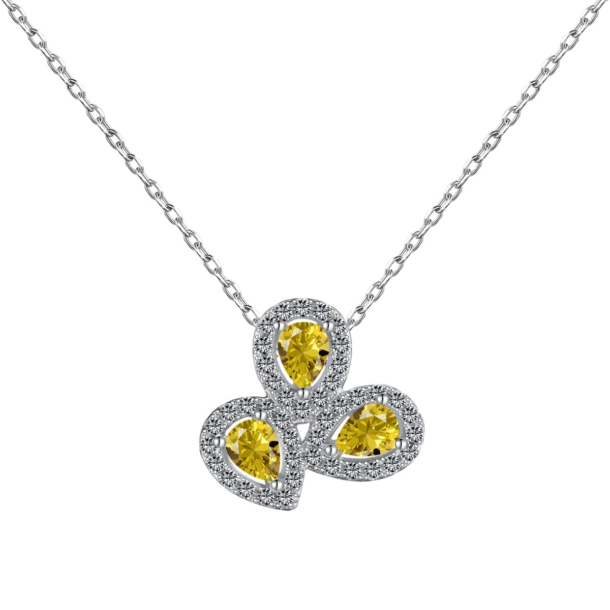 [RAFFINE]Elegant Flower Shape Pear Cut Necklace