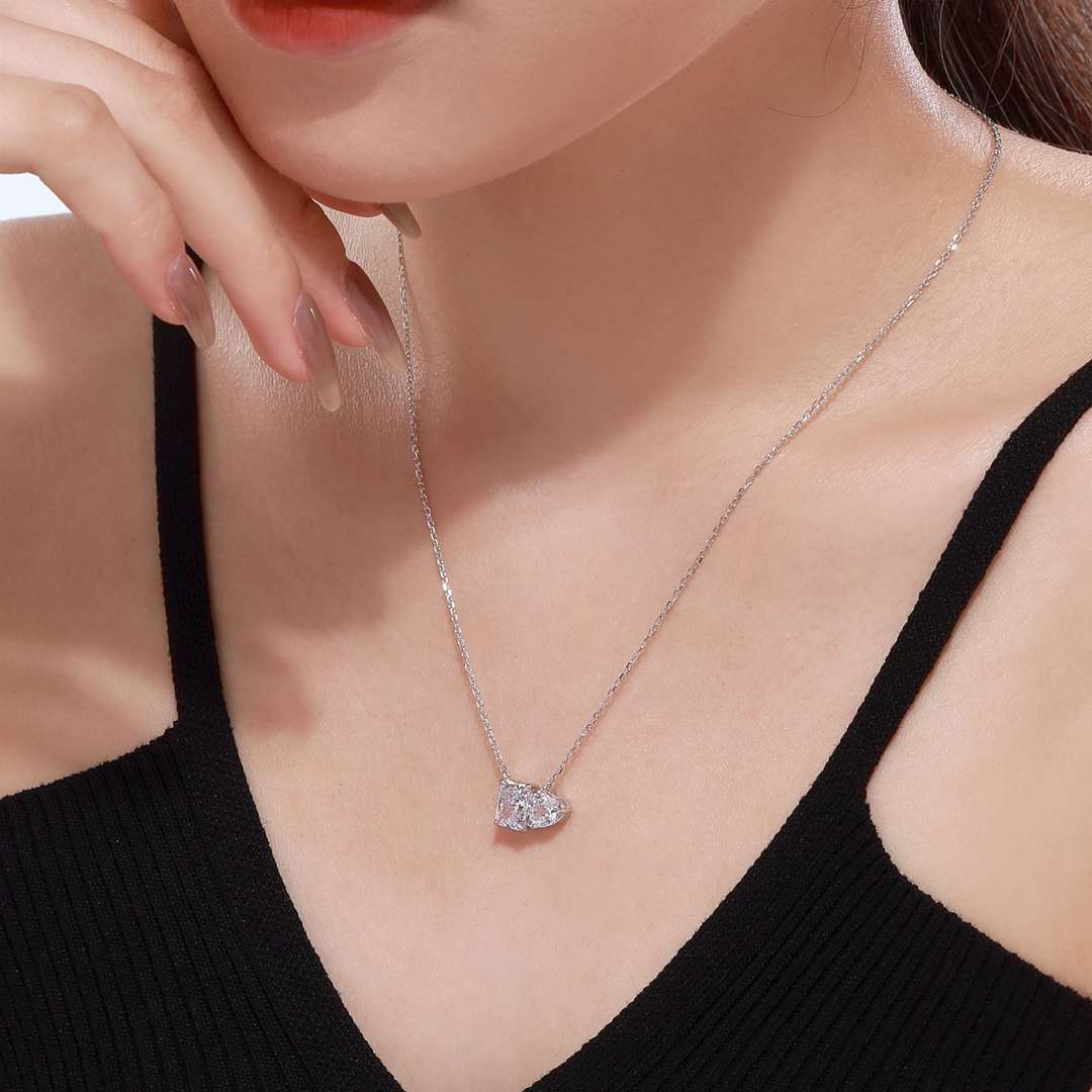 [RAFFINE]Dazzling Square & Heart Shape Necklace
