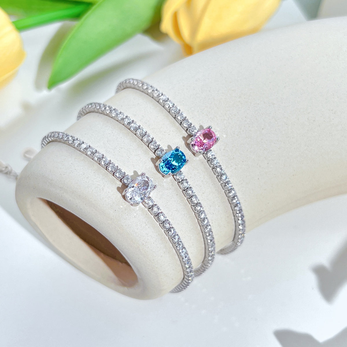 [RAFFINE]0.75 Carat Exquisite Oval Cut Daily Bracelet