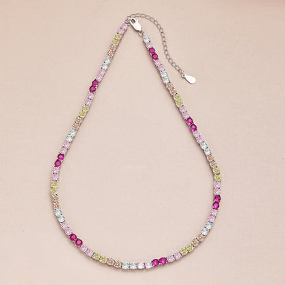 [RAFFINE]Delicate Colorful Tennis Necklace
