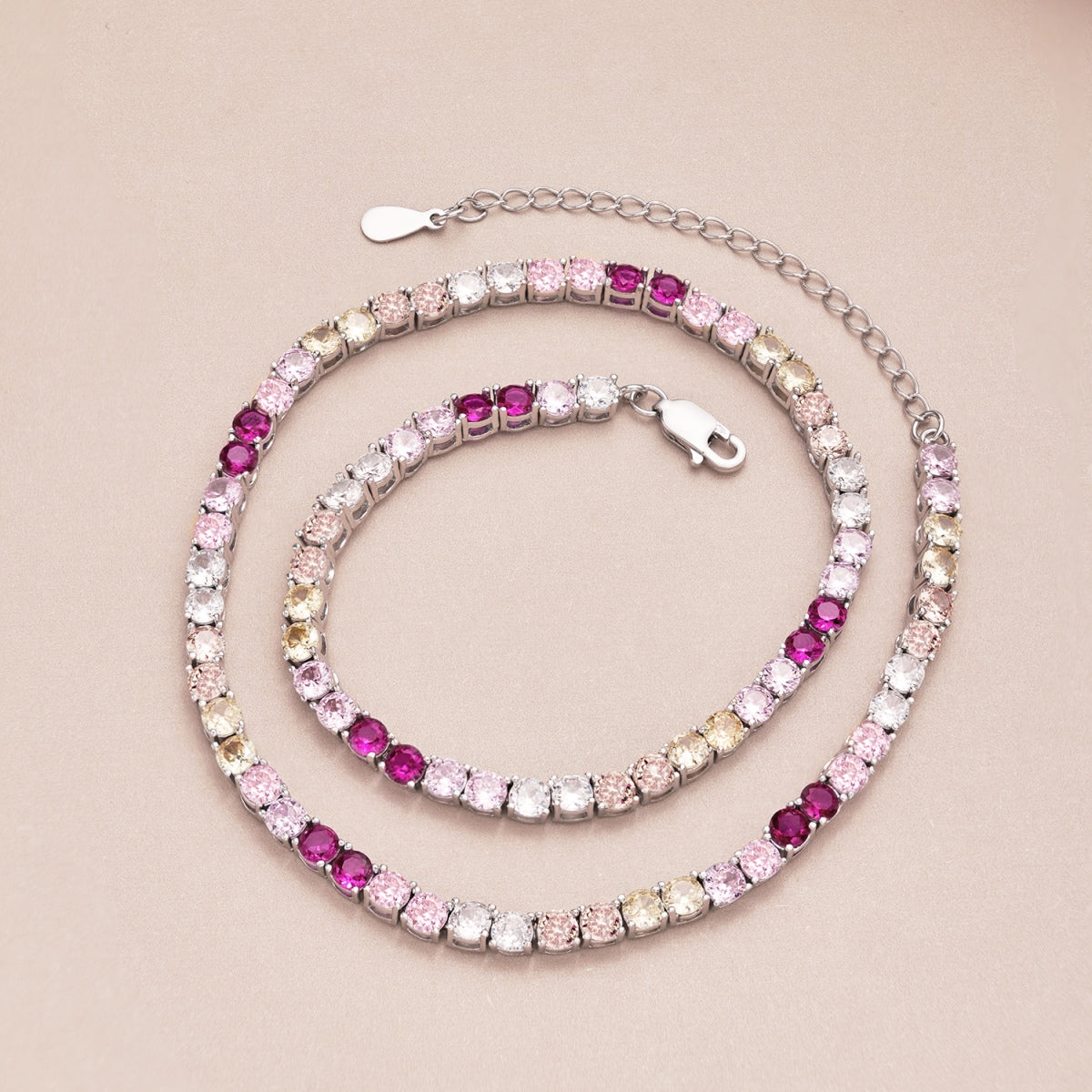 [RAFFINE]Delicate Colorful Tennis Necklace
