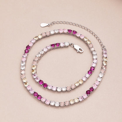 [RAFFINE]Delicate Colorful Tennis Necklace