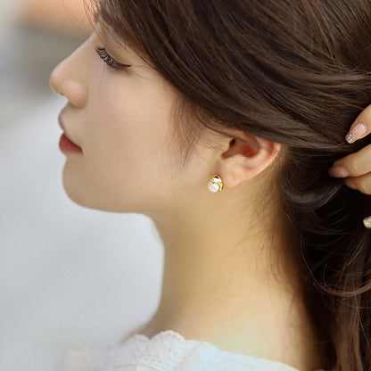 [RAFFINE]Dainty Bread Pearl Earrings