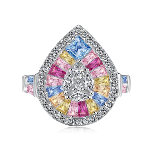 [RAFFINE]Elegant Colorful Water Drop Shape Banquet Ring