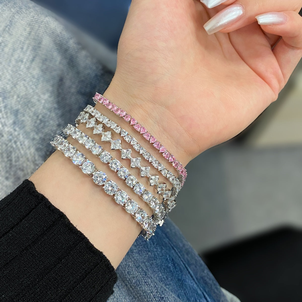 [RAFFINE]0.5 Carat Ornate Princess Cut Daily Bracelet