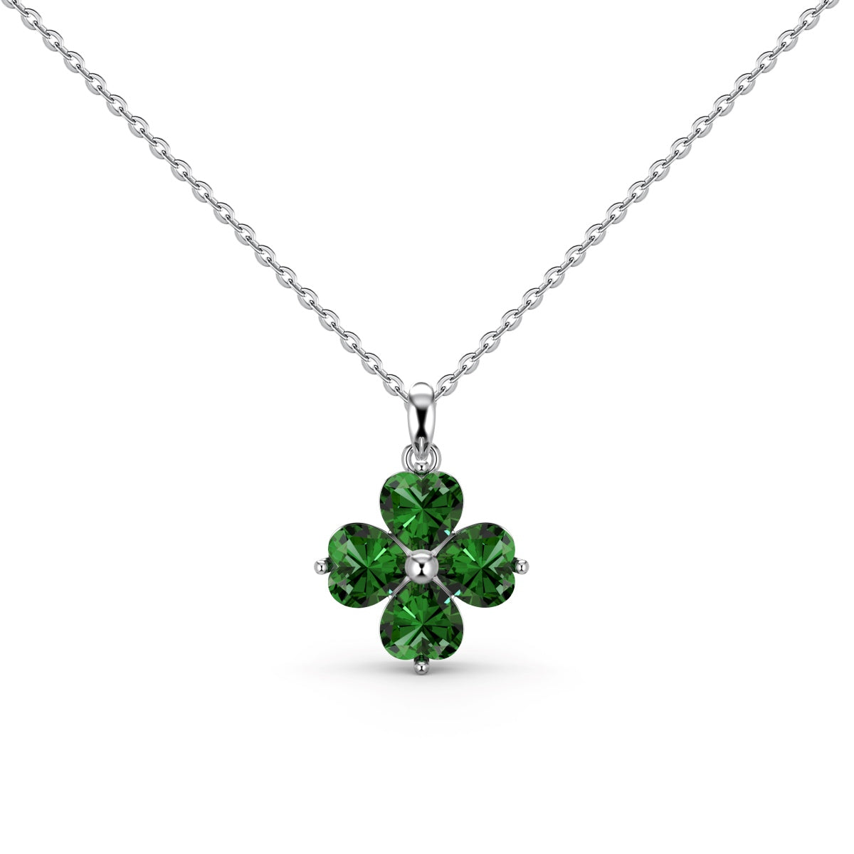 [RAFFINE]Heart-Shaped Four-Leaf Clover Bead Necklace