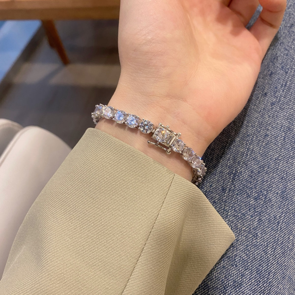 [RAFFINE]0.75 Carat Dazzling Round Cut Wedding Bracelet