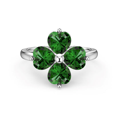 [RAFFINE]Heart-shaped Four-Leaf Clover Ball Ring