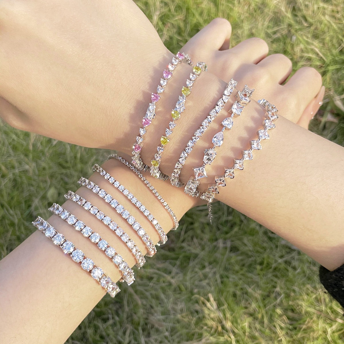 [RAFFINE]Luxurious Ornate Round Cut Tennis Bracelet