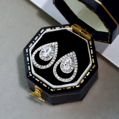 [RAFFINE]Sparkling Delicate Water Drop Shape Daily Earrings