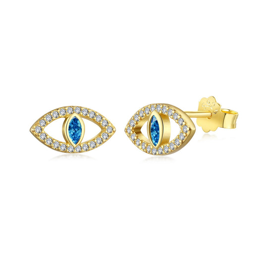 [RAFFINE]Blue Devil Eyes Hollow Stud Earrings