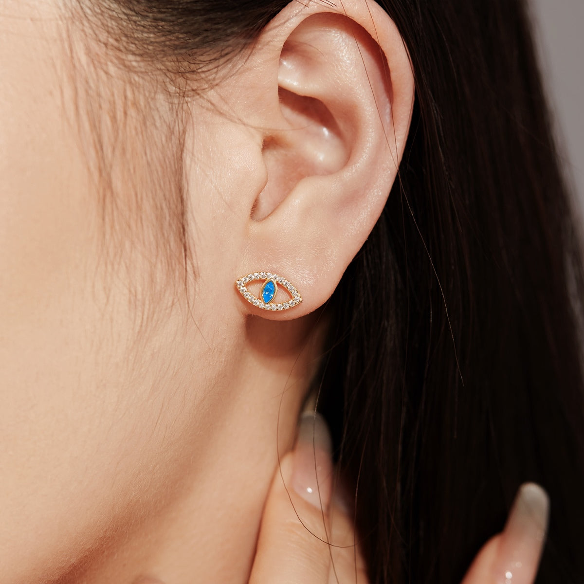 [RAFFINE]Blue Devil Eyes Hollow Stud Earrings