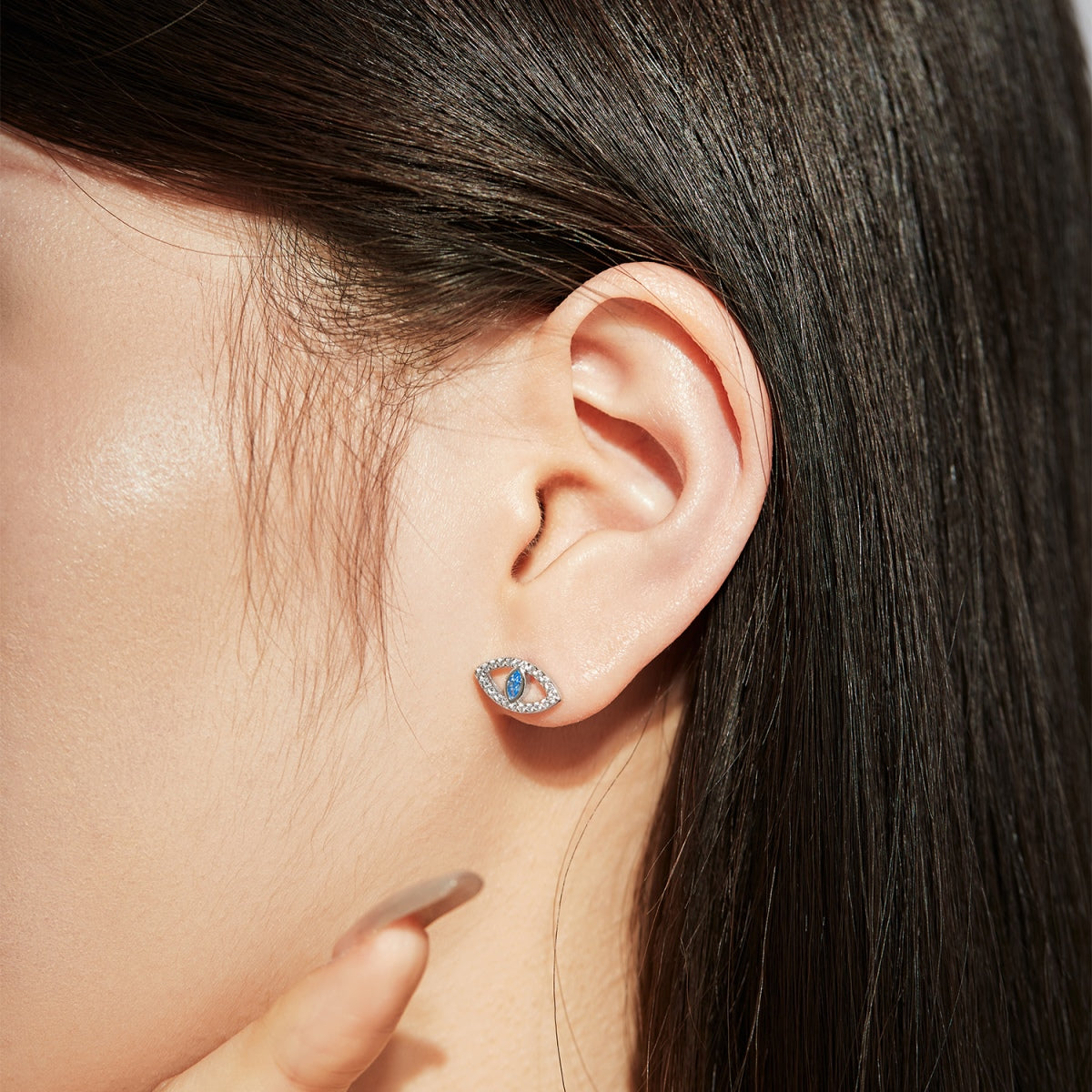 [RAFFINE]Blue Devil Eyes Hollow Stud Earrings