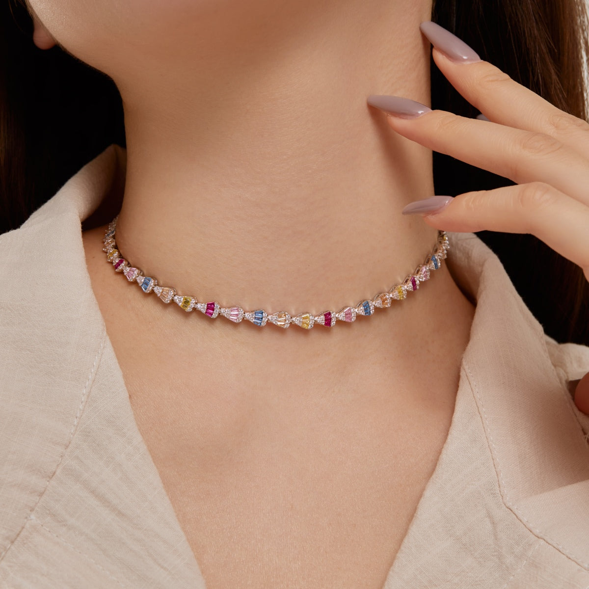 [RAFFINE]Radiant Colorful Rainbow Necklace