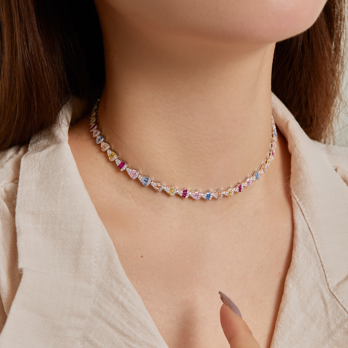 [RAFFINE]Radiant Colorful Rainbow Necklace