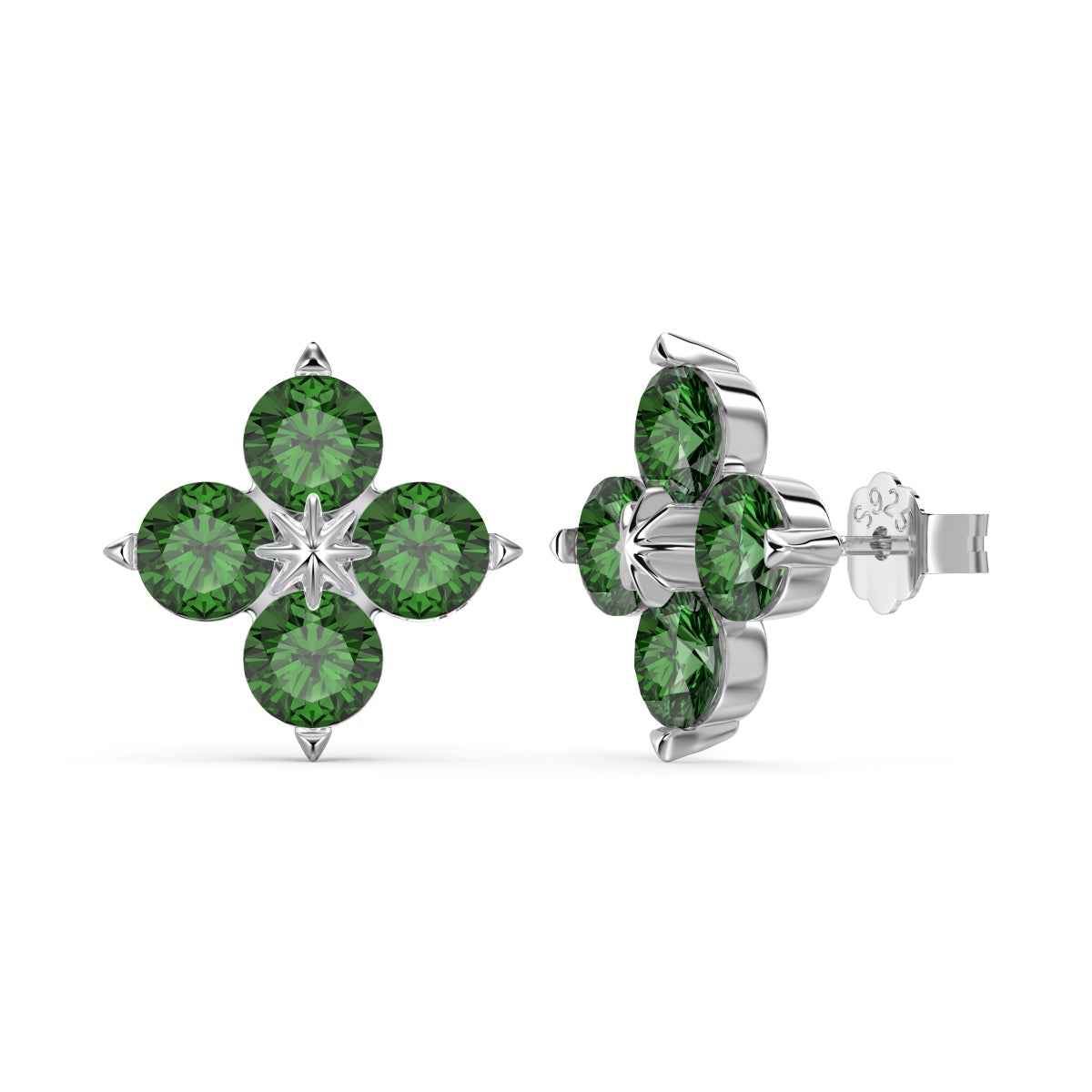 [RAFFINE]Four-Leaf Clover Eight-Pointed Star Earrings
