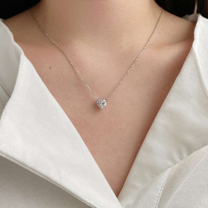 [RAFFINE]Heart Shape Main Stone Pendant Collarbone Necklace