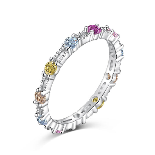 [RAFFINE]Sparkling Colorful Round Cut Tennis Ring