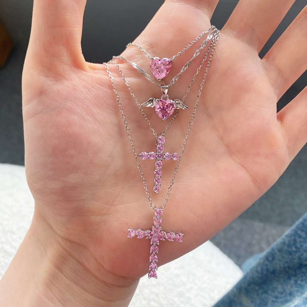 [RAFFINE]Heart Shape Main Stone Pendant Collarbone Necklace