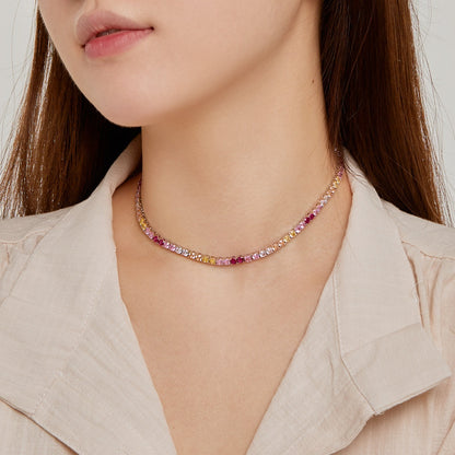 [RAFFINE]Delicate Colorful Tennis Necklace