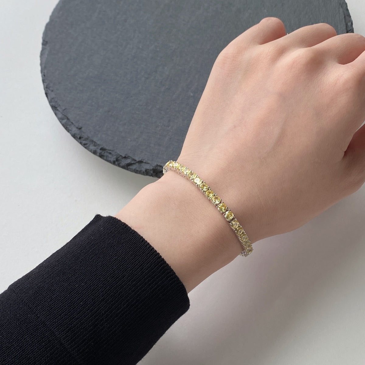 [RAFFINE]Ornate Dazzling Round Cut Tennis Bracelet