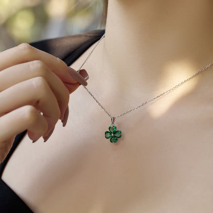 [RAFFINE]Heart-Shaped Four-Leaf Clover Bead Necklace