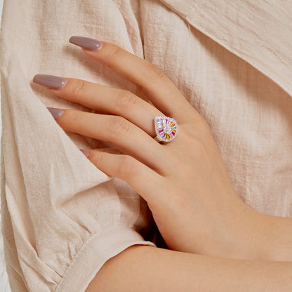 [RAFFINE]Elegant Colorful Water Drop Shape Banquet Ring