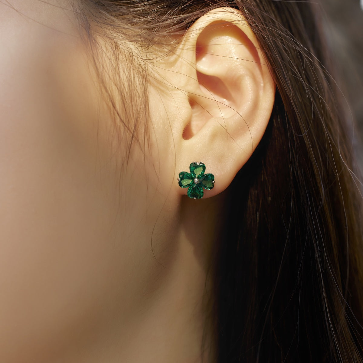 [RAFFINE]Four-Leaf Clover Ball Earrings