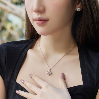 [RAFFINE]Heart-Shaped Four-Leaf Clover Bead Necklace