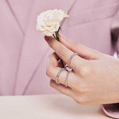 [RAFFINE]Sparkling Colorful Round Cut Tennis Ring
