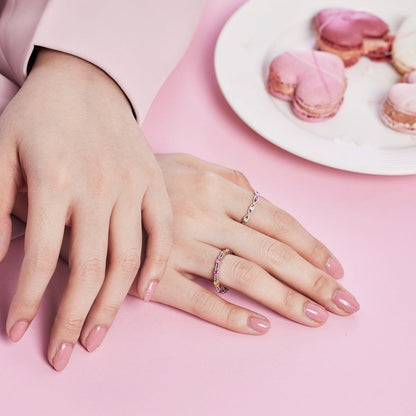 [RAFFINE]Sparkling Colorful Round Cut Tennis Ring