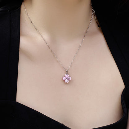 [RAFFINE]Heart-Shaped Four-Leaf Clover Bead Necklace