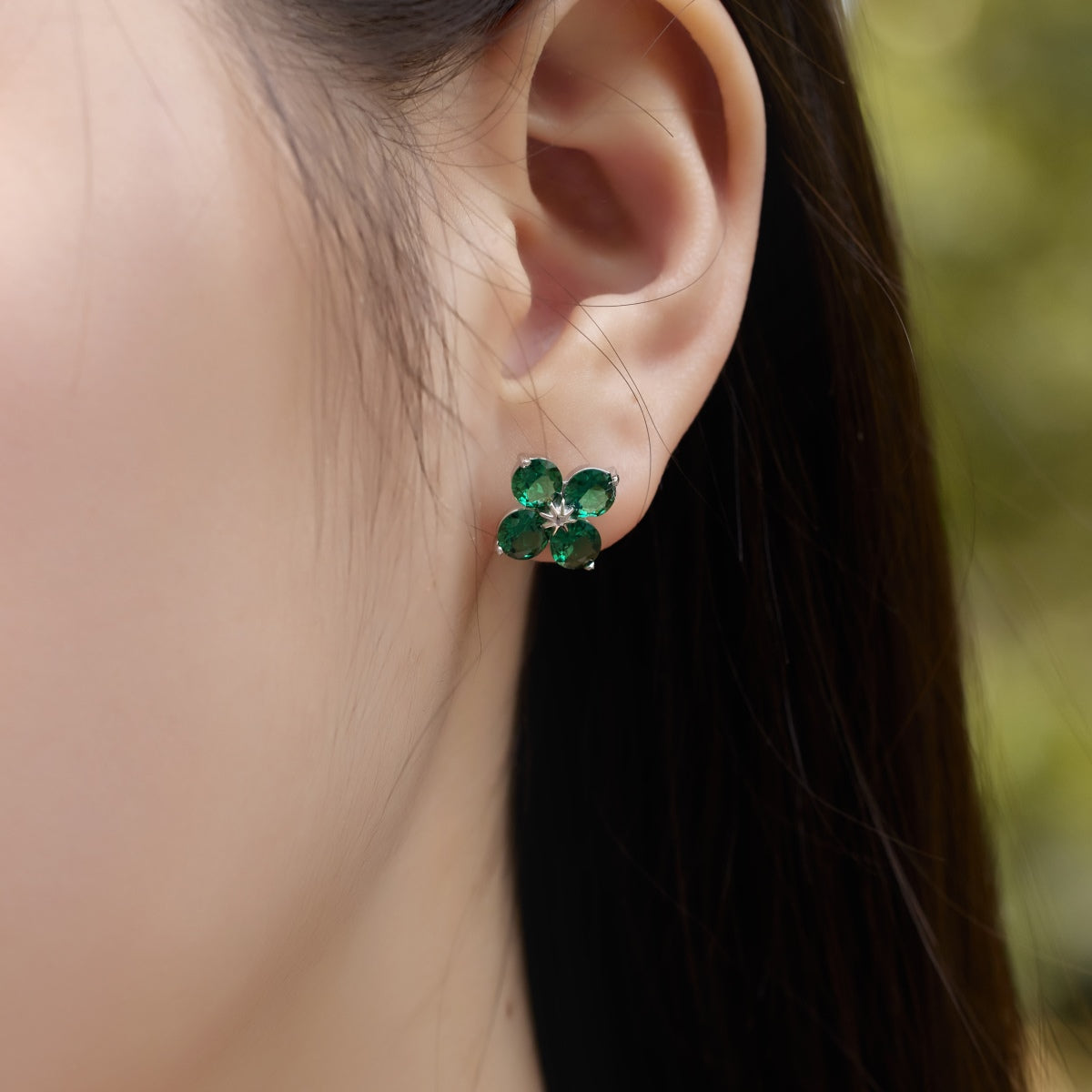 [RAFFINE]Four-Leaf Clover Eight-Pointed Star Earrings