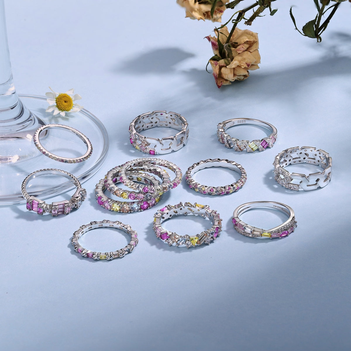 [RAFFINE]Charming Colorful Round Cut Daily Ring
