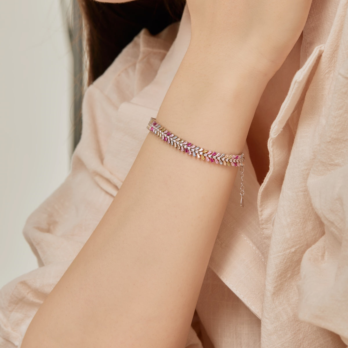 [RAFFINE]Dainty Radiant Emerald Cut Daily Bracelet