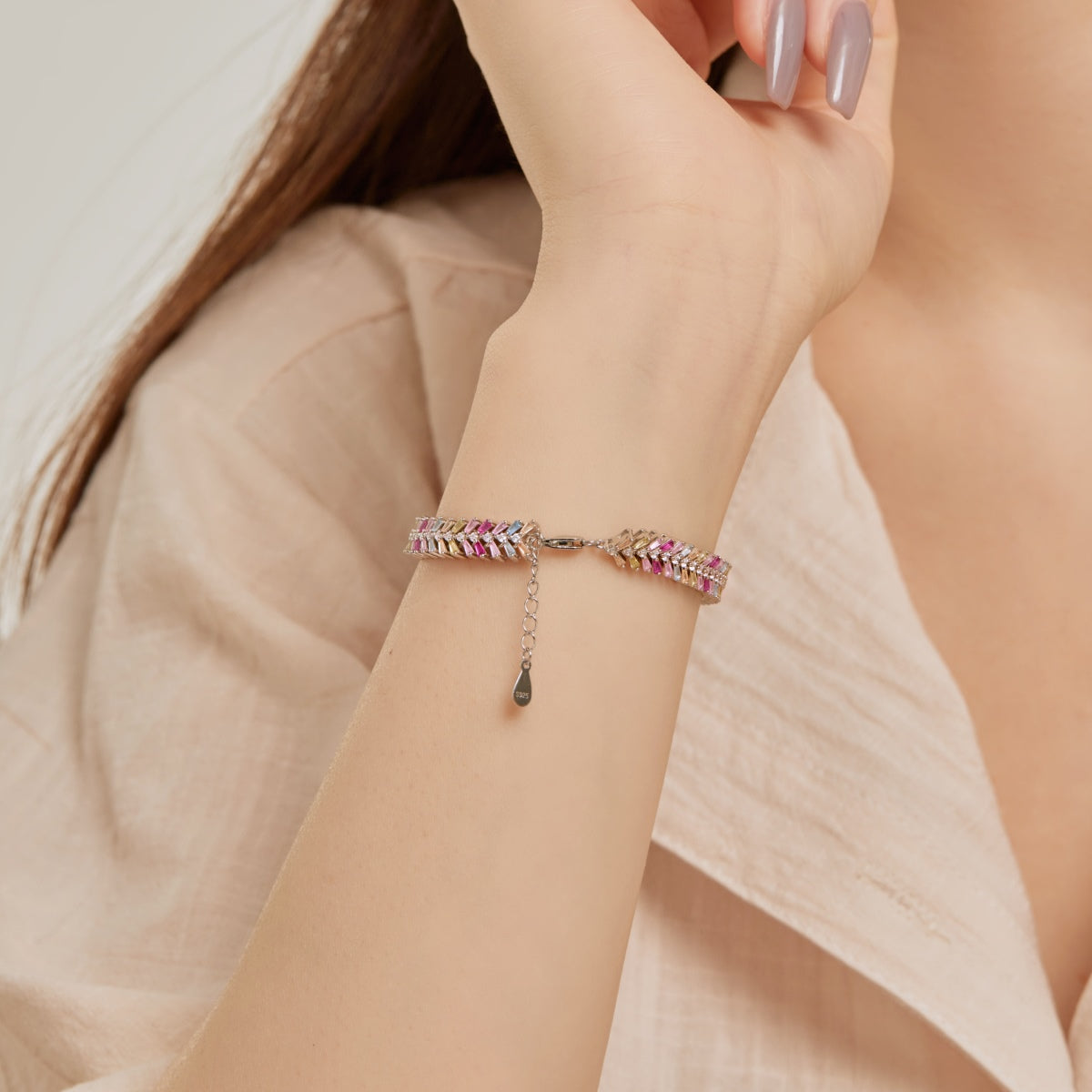 [RAFFINE]Dainty Radiant Emerald Cut Daily Bracelet