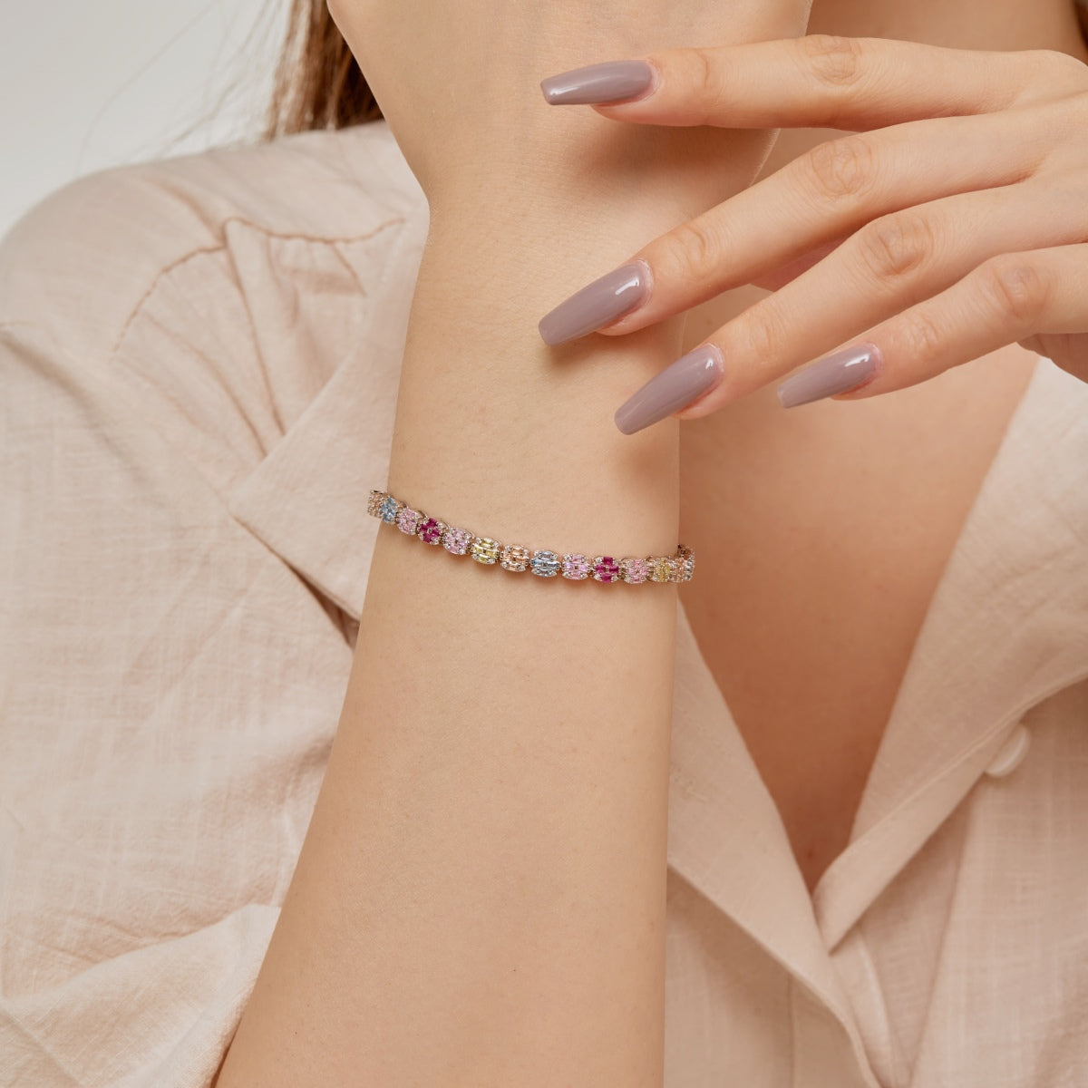 [RAFFINE]Delicate Colorful Emerald Cut Daily Bracelet