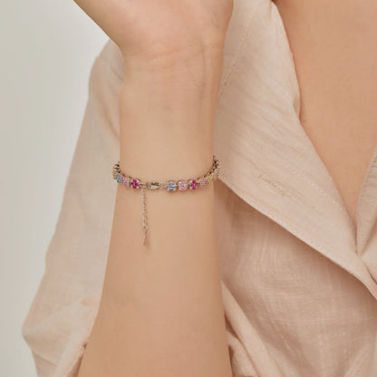 [RAFFINE]Delicate Colorful Emerald Cut Daily Bracelet
