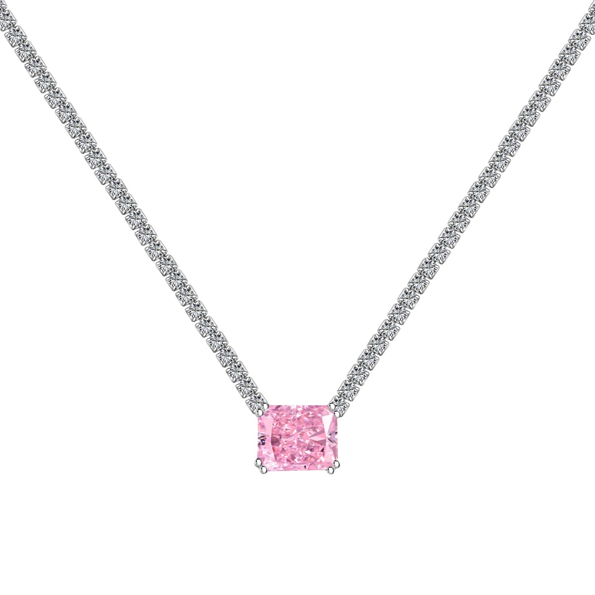 [RAFFINE]4.0 Carat Elegant Radiant Cut Necklace