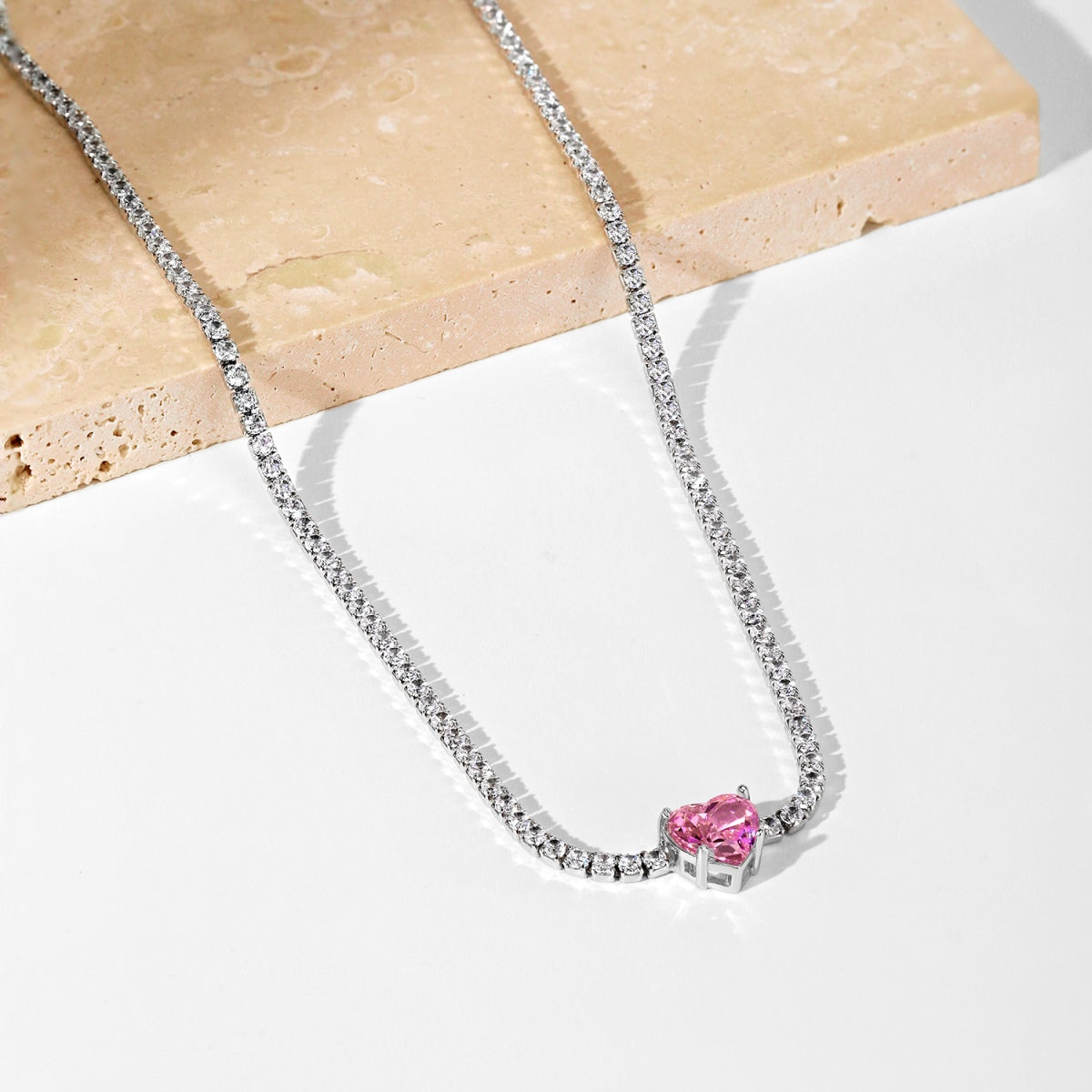 [RAFFINE]2.0 Carat Sparkling Tennis Heart Cut Necklace