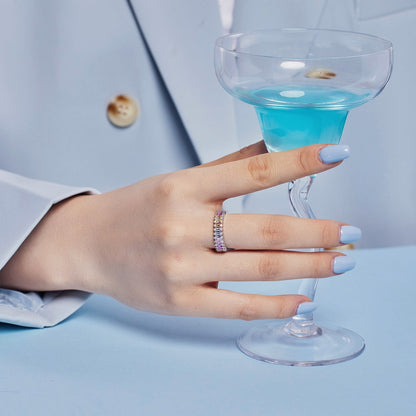 [RAFFINE]Splashy Ornate Emerald Cut Cocktail Ring