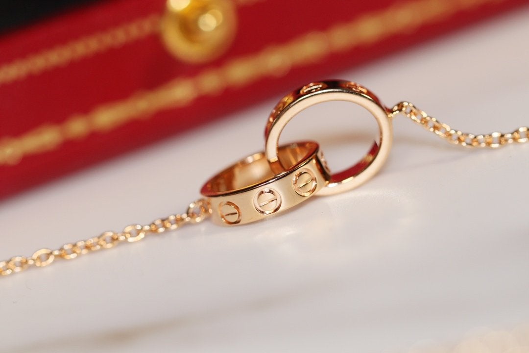 [RAFFINE]LOVE NECKLACE PINK GOLD AND SILVER