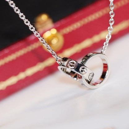 [RAFFINE]LOVE NECKLACE PINK GOLD AND SILVER