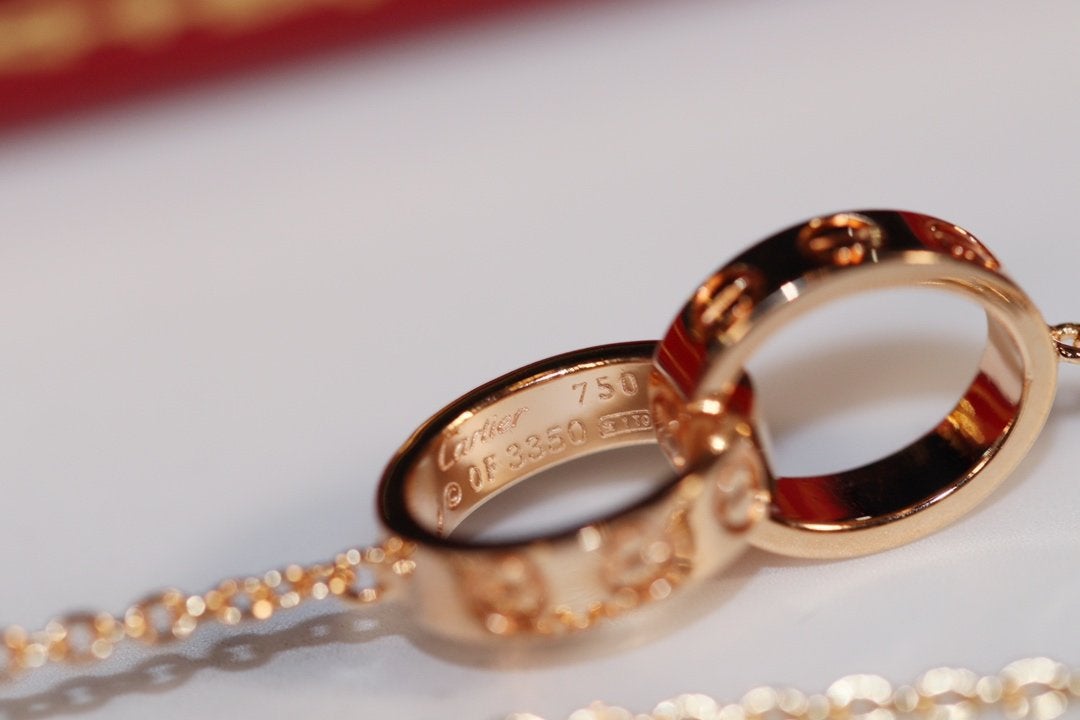 [RAFFINE]LOVE NECKLACE PINK GOLD AND SILVER