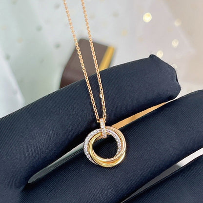 [RAFFINE]TRINITY NECKLACE SILVER GOLD PINK GOLD DIAMONDS
