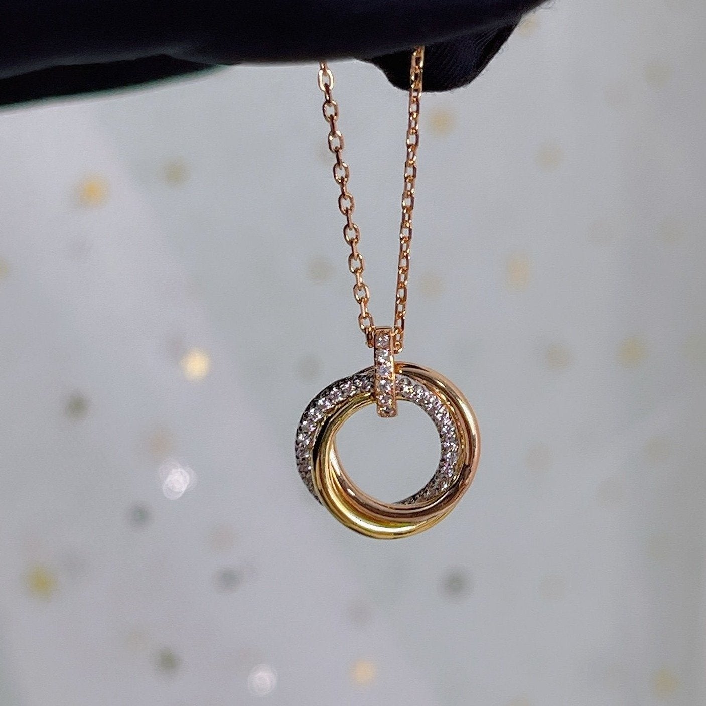[RAFFINE]TRINITY NECKLACE SILVER GOLD PINK GOLD DIAMONDS