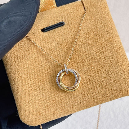 [RAFFINE]TRINITY NECKLACE SILVER GOLD PINK GOLD DIAMONDS